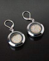 Steel earrings with baltic sand
